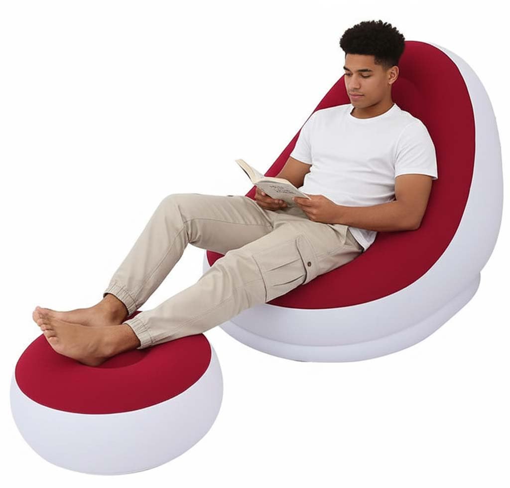 Bimla Traders Professional New Modern Living Room Ultimate Relaxation Inflatable Air Lounge Sofa Foldable,Footrest Couch Lounger Seat 4-inch Foot Pump