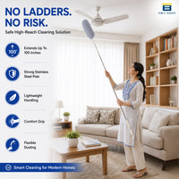 Bimla Traders Feather Duster Bendable & Extendable Fan Cleaning Duster with 100 inches Expandable Pole Handle Washable