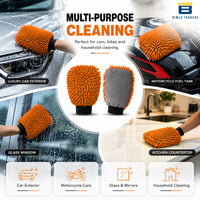 Bimla Traders Microfibre Wash Mitt Cleaning Gloves | Heavy-Duty Quality | Super Absorbent | Extra Large.