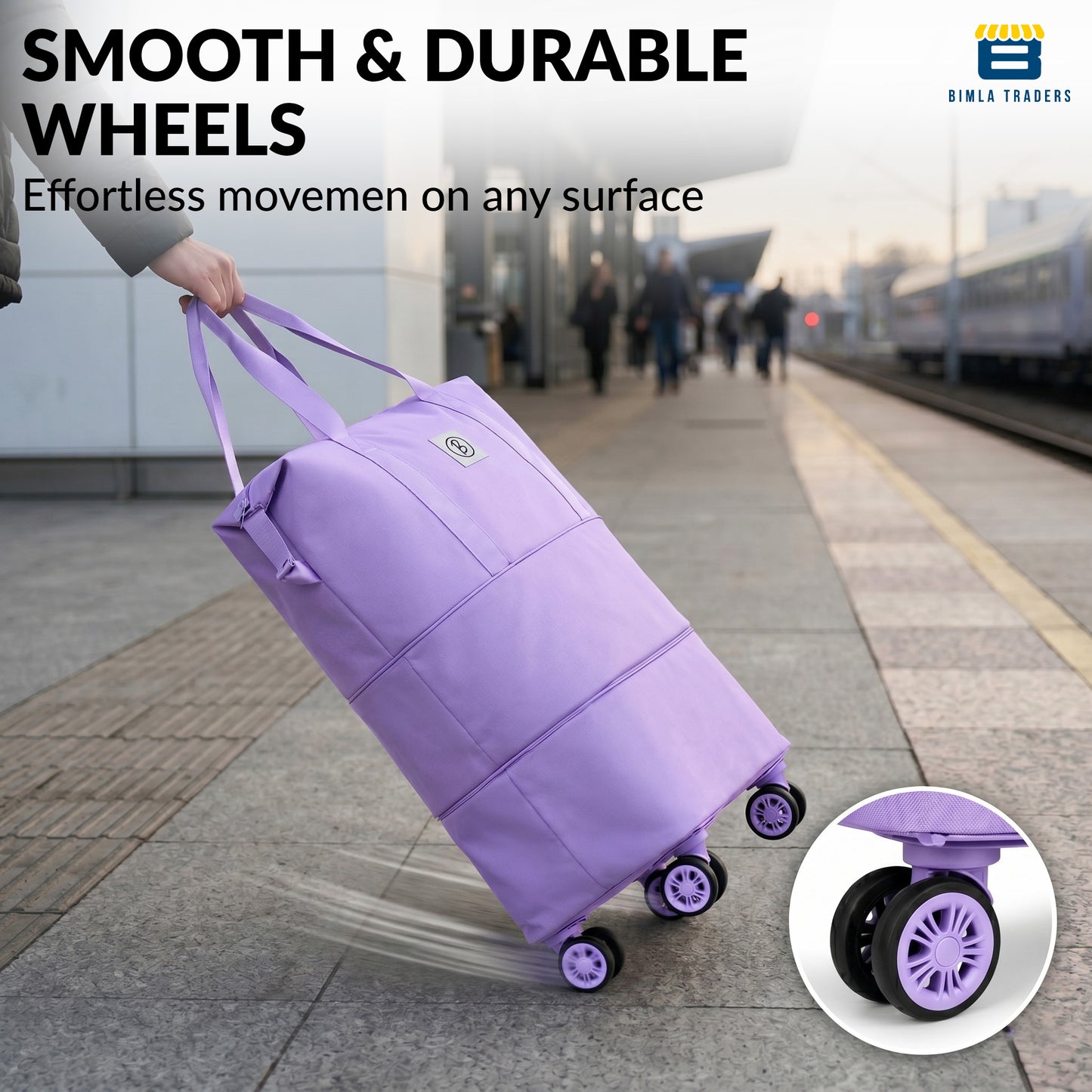Bimla Traders Travel Duffle Bag with Wheels | Expandable & Waterproof Traveling Bag for Unisex (Pack of 1)