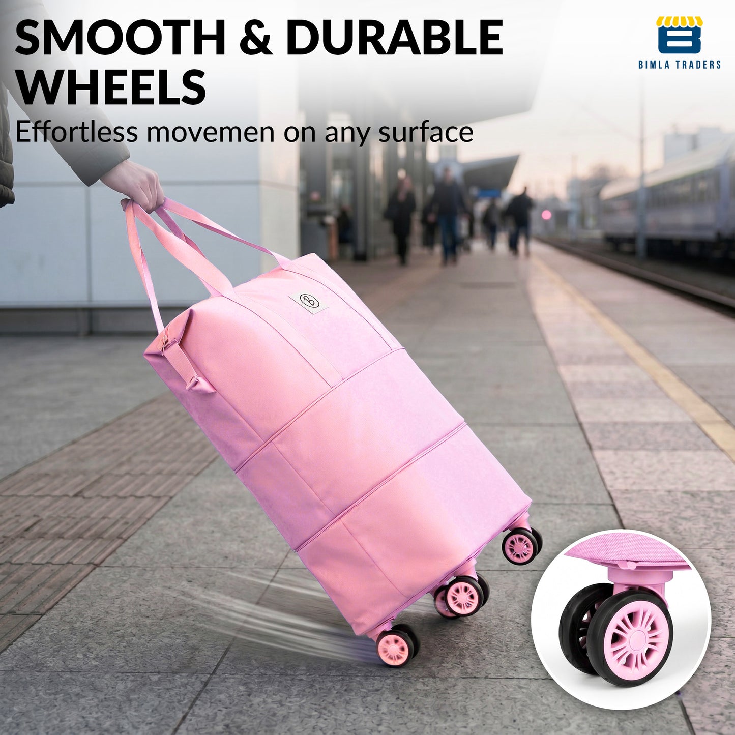 Bimla Traders Travel Duffle Bag with Wheels | Expandable & Waterproof Traveling Bag for Unisex (Pack of 1)