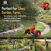 Bimla Traders 48V Cordless Electric String Trimmer & Lawn Edger with Wheels, Adjustable Handle, 2 Rechargeable Batteries, Steel & Plastic Blades, Grass Trimmer for Garden & Yard.