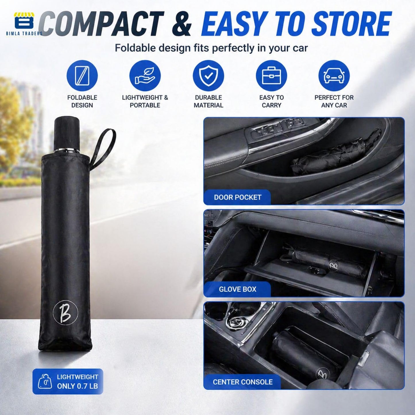 Btag Premium Foldable Car Windshield Sun Shade | Reflective UV & Heat Insulation Sun Protector for Trucks, SUVs & Cars.