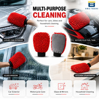 Bimla Traders Microfibre Wash Mitt Cleaning Gloves | Heavy-Duty Quality | Super Absorbent | Extra Large.