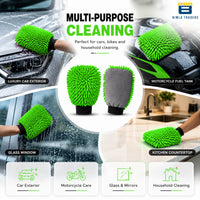 Bimla Traders Microfibre Wash Mitt Cleaning Gloves | Heavy-Duty Quality | Super Absorbent | Extra Large.