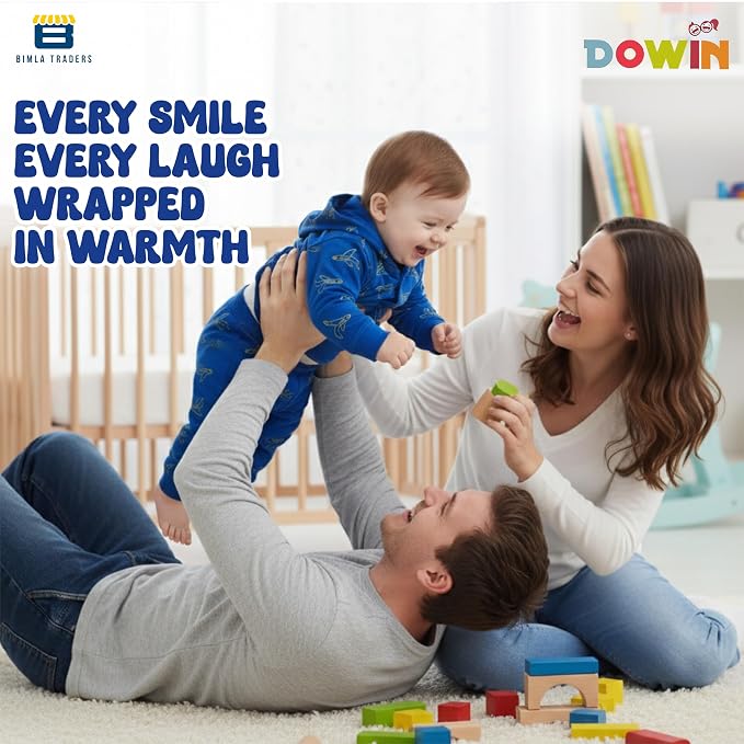 Dowin Thermal Front Open Polyfill Baby Hoddie and Pajami Suit for Winters