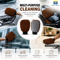 Bimla Traders Microfibre Wash Mitt Cleaning Gloves | Heavy-Duty Quality | Super Absorbent | Extra Large.