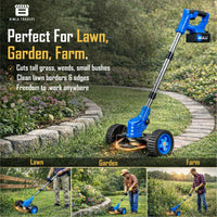Bimla Traders 48V Cordless Electric String Trimmer & Lawn Edger with Wheels, Adjustable Handle, 2 Rechargeable Batteries, Steel & Plastic Blades, Grass Trimmer for Garden & Yard.