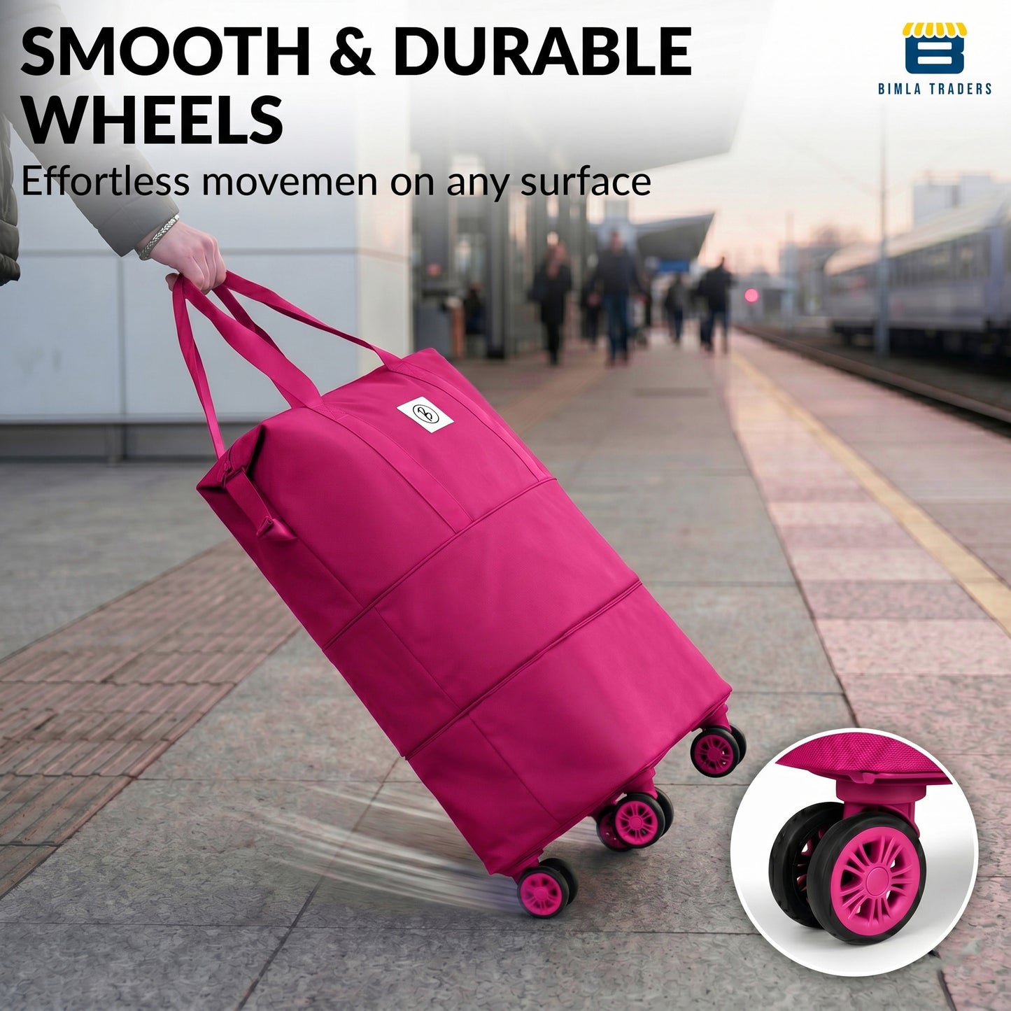 Bimla Traders Travel Duffle Bag with Wheels | Expandable & Waterproof Traveling Bag for Unisex (Pack of 1)