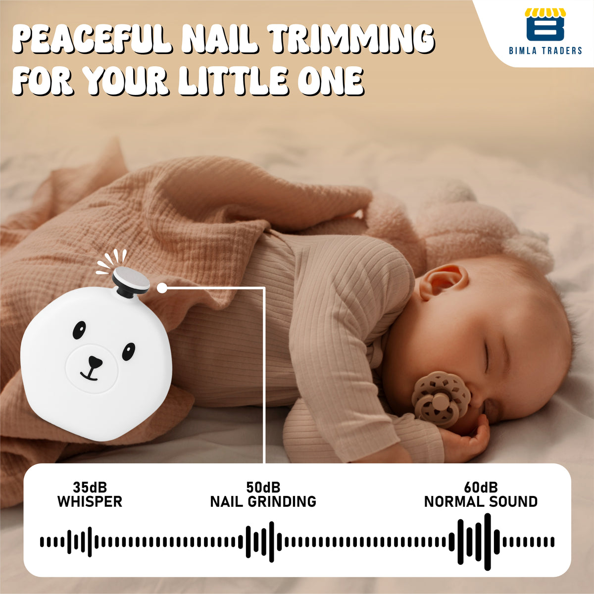 Bimla Traders Baby Nail Trimmer with Grinding Heads, Electric Nail File for Newborns, Infants & Toddlers, Gentle & Safe Nail Care Kit, Quiet Operation, Baby Manicure Set.