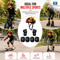 Bimla Traders Kids Safety Gear Set with Helmet | Knee Pads, Elbow Pads & Wrist Guards | Protective Kit for Skating & Cycling
