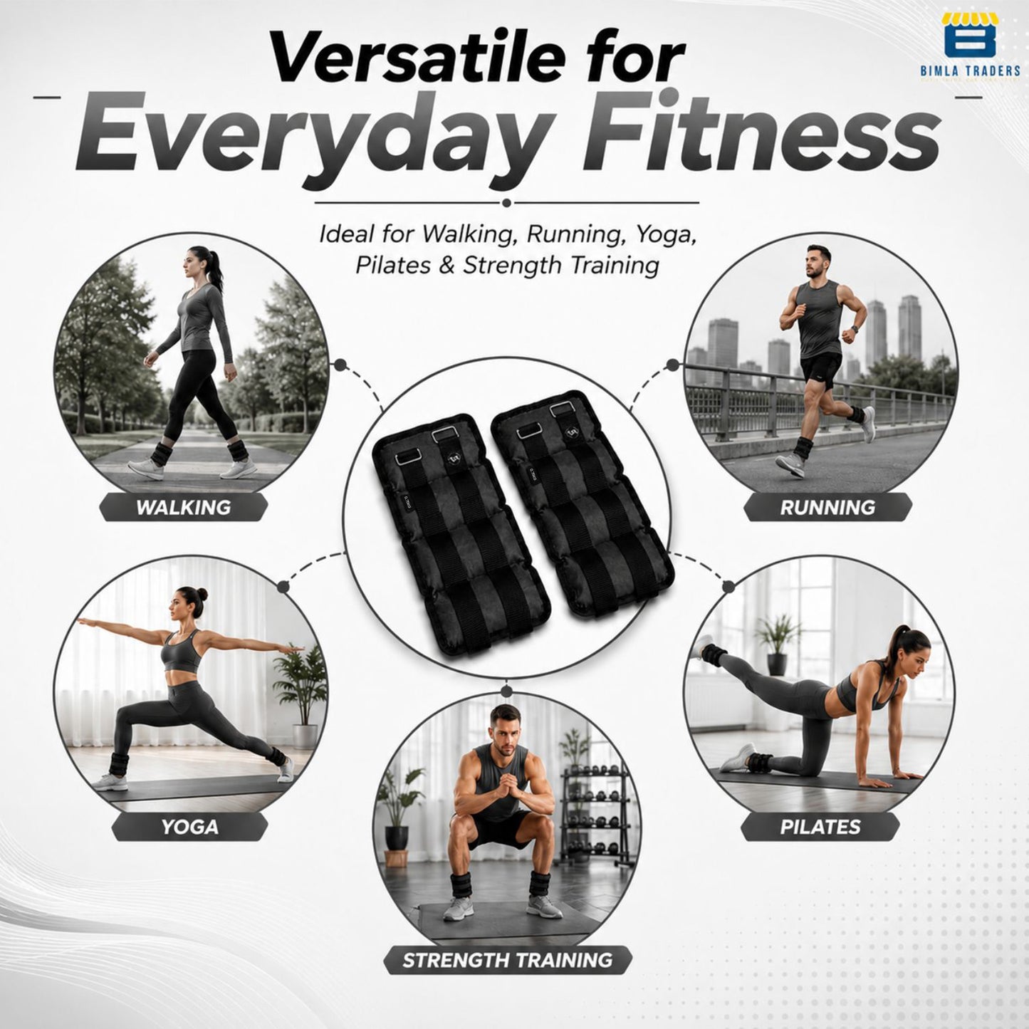 Btag Solid Neoprene Ankle & Wrist Weights | Adjustable Strap | Unisex Leg & Arm Weight Cuffs for Gym, Workout & Training.