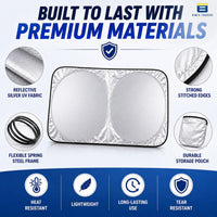 Btag Premium Spring Foldable Car Windshield Sun Shade | Reflective UV & Heat Insulation Sun Protector for Trucks, SUVs & Cars.