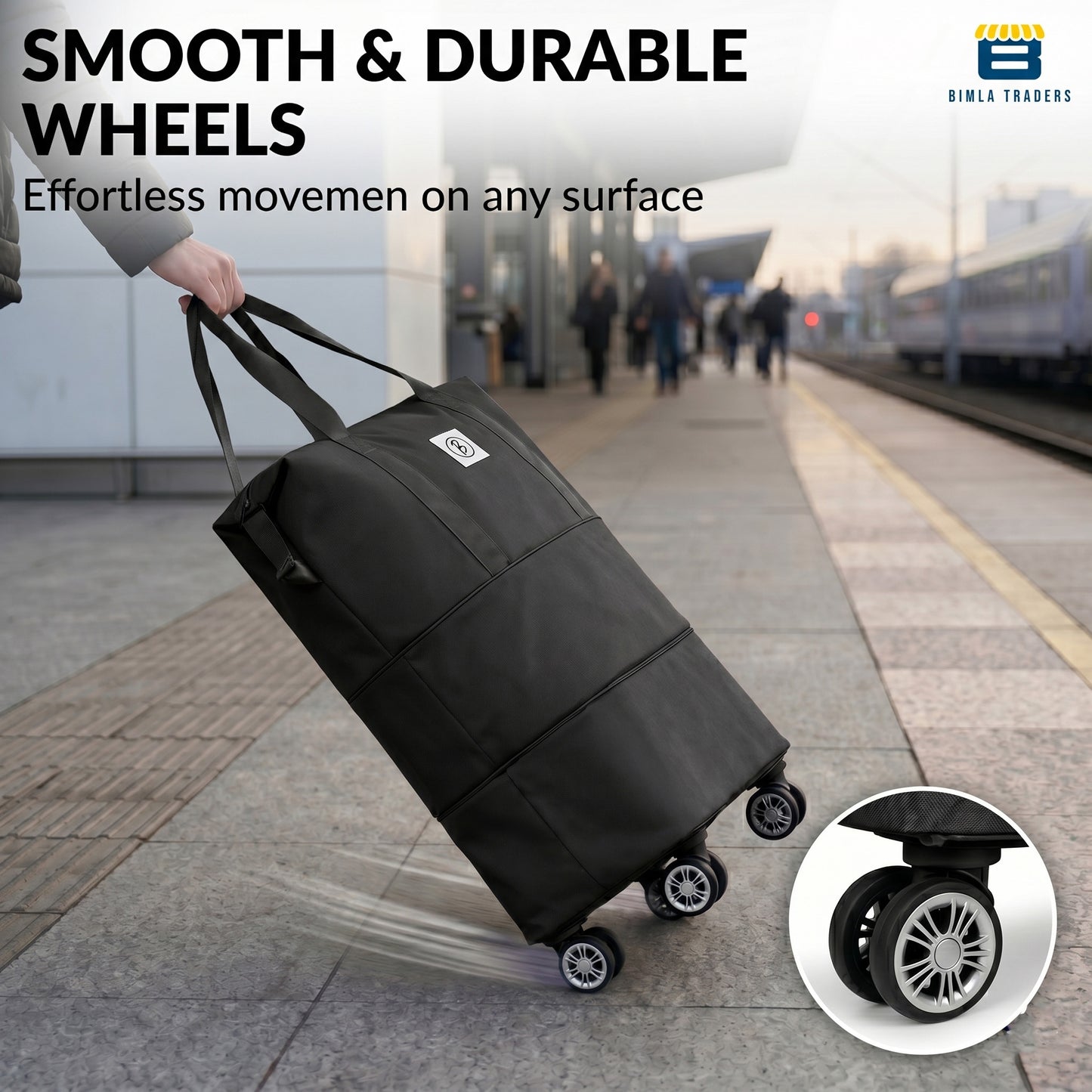 Bimla Traders Travel Duffle Bag with Wheels | Expandable & Waterproof Traveling Bag for Unisex (Pack of 1)