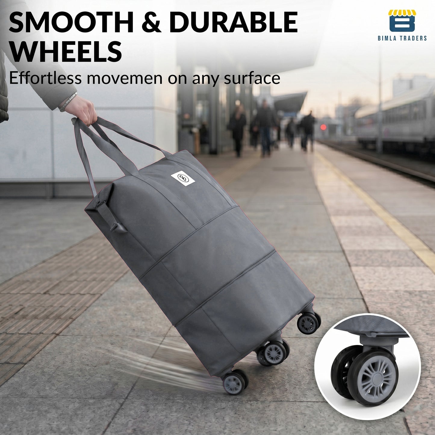 Bimla Traders Travel Duffle Bag with Wheels | Expandable & Waterproof Traveling Bag for Unisex (Pack of 1)