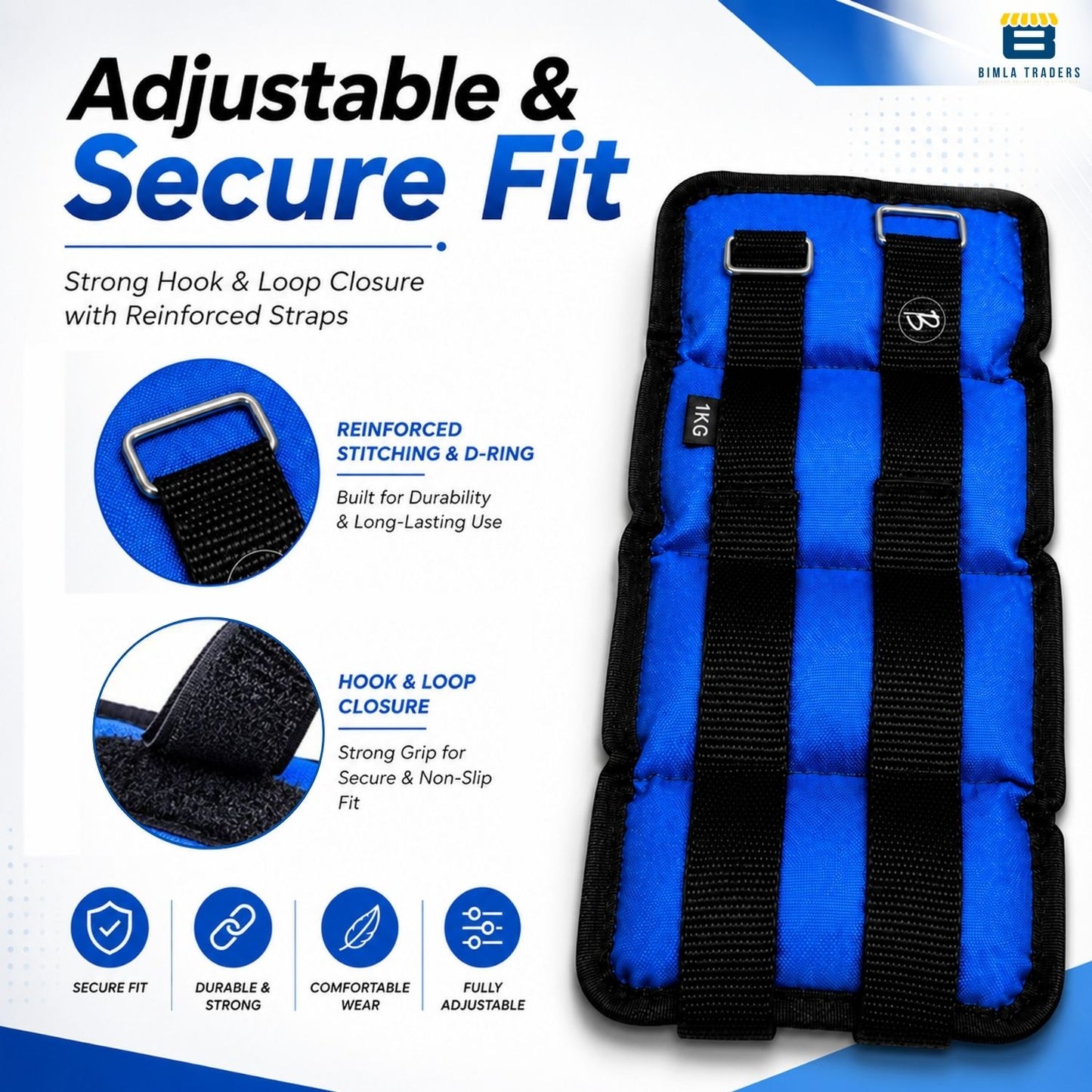 Btag Solid Neoprene Ankle & Wrist Weights | Adjustable Strap | Unisex Leg & Arm Weight Cuffs for Gym, Workout & Training.