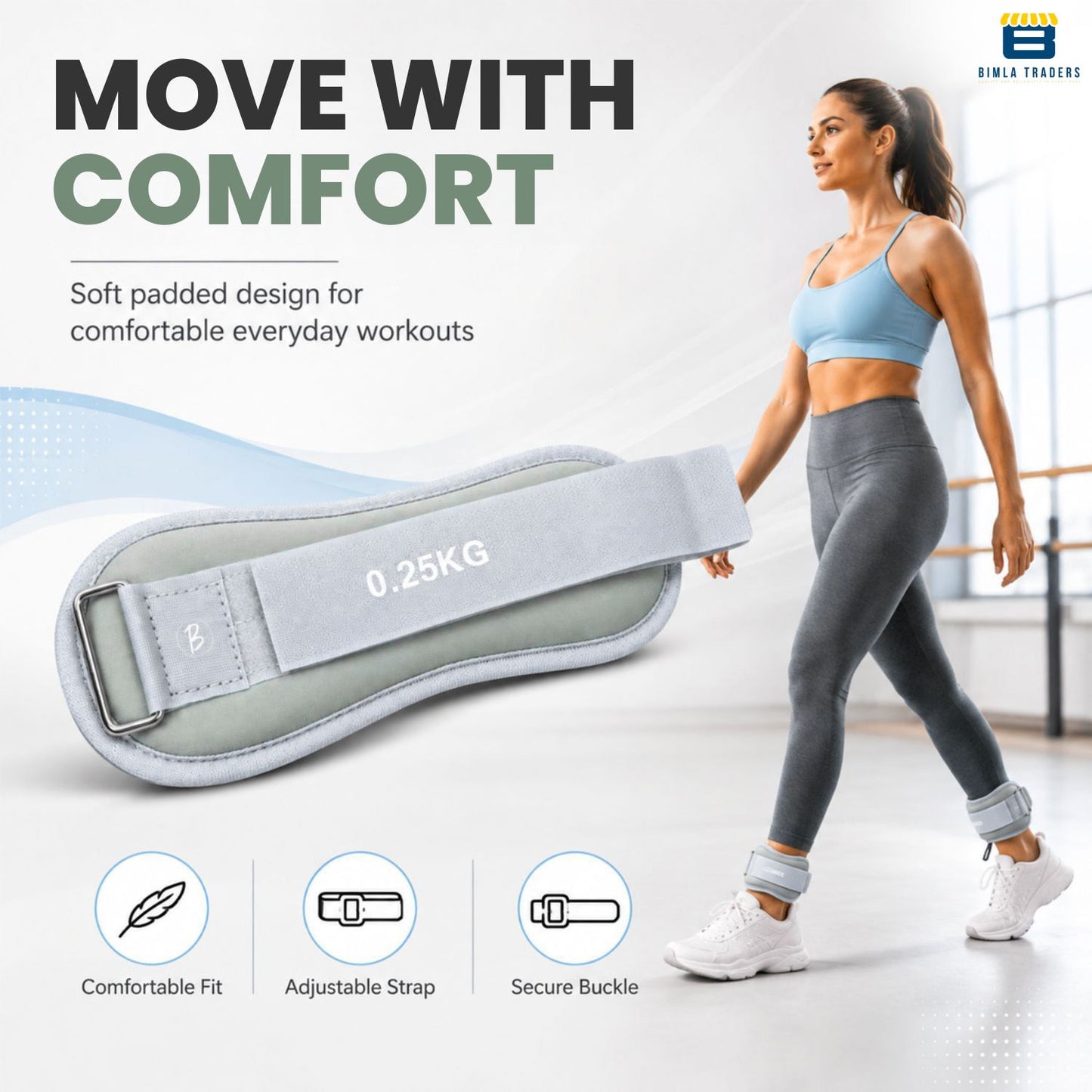 Btag Solid Neoprene Ankle & Wrist Weights| Adjustable Strap | Unisex Leg & Arm Weight Cuffs for Gym, Workout & Training.