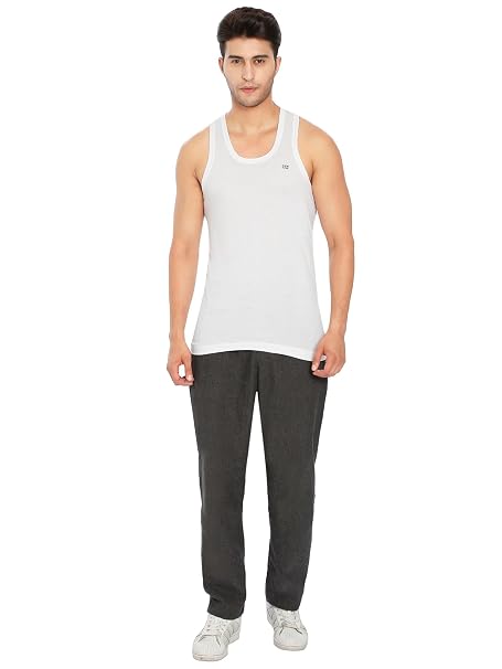 Lux Cozi 100% Cotton Men's Sleeveless Round Neck Vest (Pack of 1)