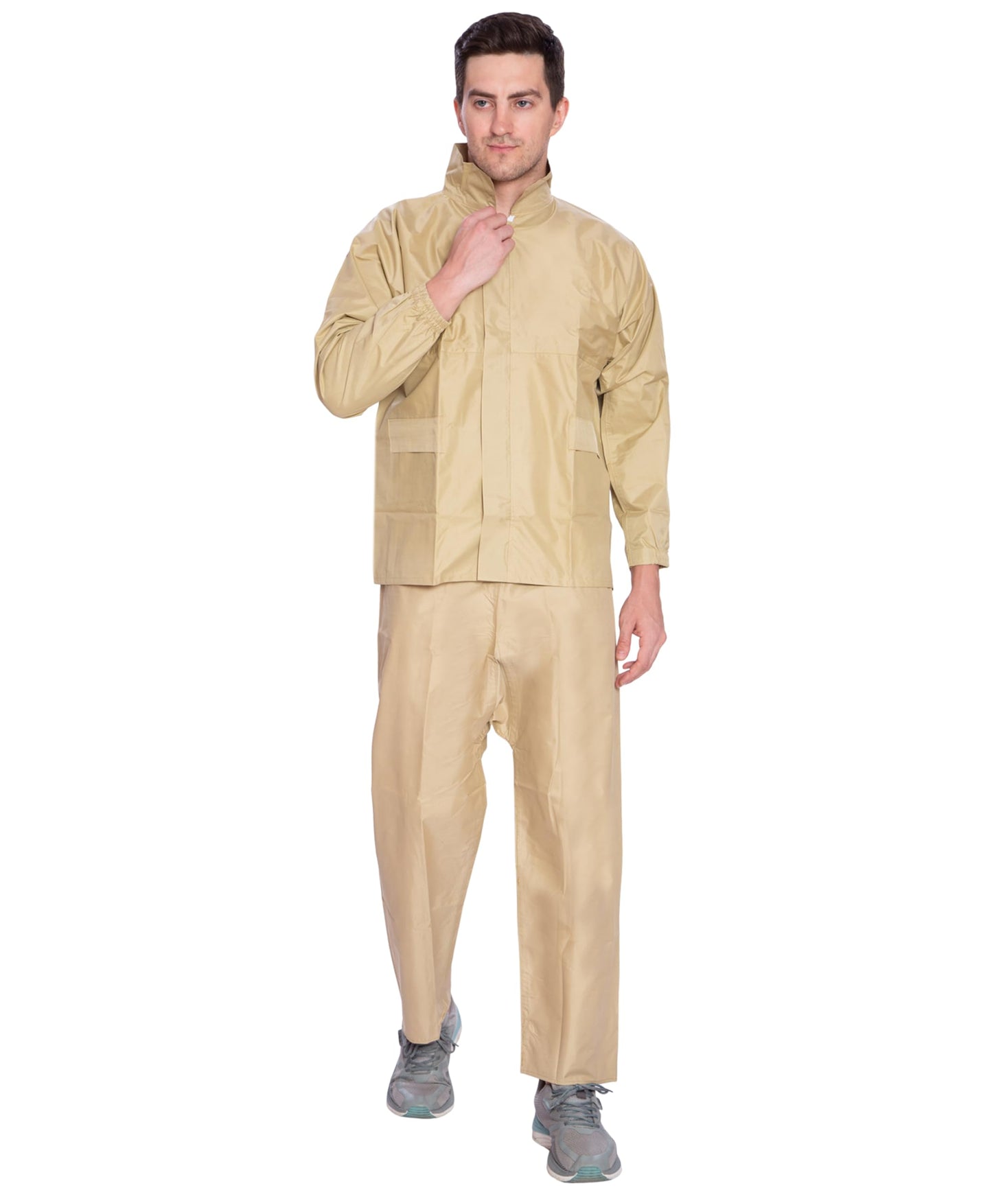 Bimla Traders Waterproof Rainsuit For Men,Men Bike Rain Suit Rain Jacket Suit Inner Mobile Pocket (Color Beige)
