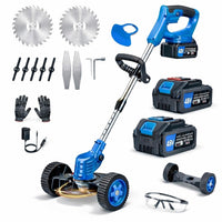 Bimla Traders 48V Cordless Electric String Trimmer & Lawn Edger with Wheels, Adjustable Handle, 2 Rechargeable Batteries, Steel & Plastic Blades, Grass Trimmer for Garden & Yard.