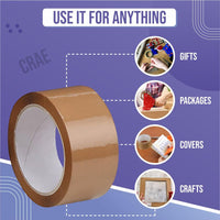 CRAE Brown Packaging Cello Tape For Office, Home and E-Commerce Packing | 100M |