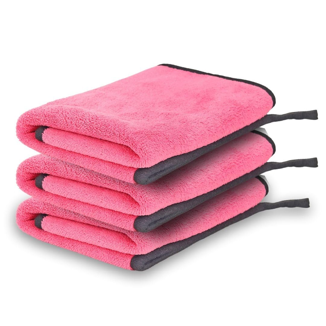 Bimla Traders Microfiber Cleaning Cloth| Highly Absorbent,Lint and Streak Free, Multi-Purpose Wash Cloth for Kitchen,Car,Window,Stainless Steel (Pack of 3)