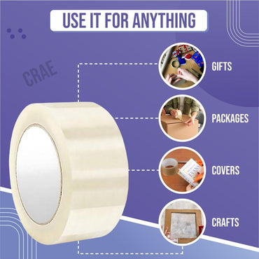 CRAE Brown Packaging Cello Tape For Office, Home and E-Commerce Packing | 100M |
