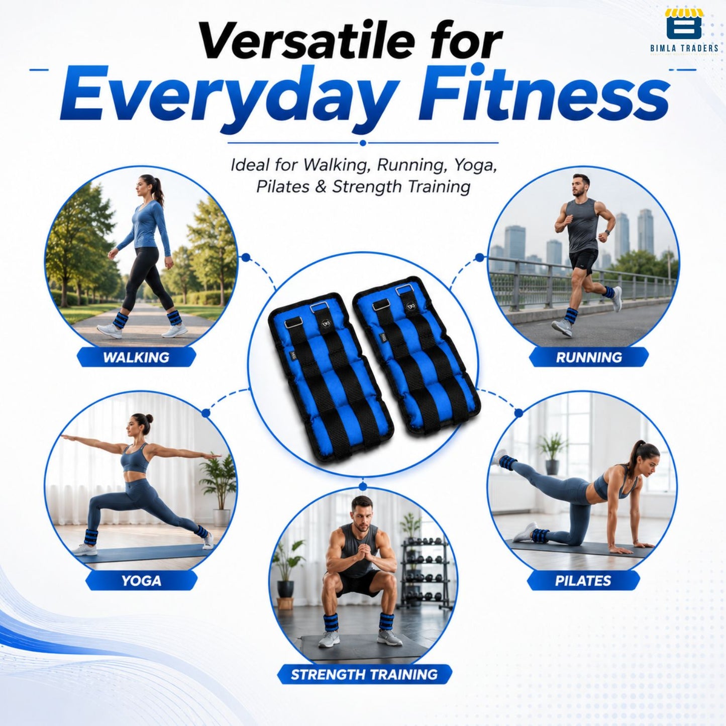 Btag Solid Neoprene Ankle & Wrist Weights | Adjustable Strap | Unisex Leg & Arm Weight Cuffs for Gym, Workout & Training.