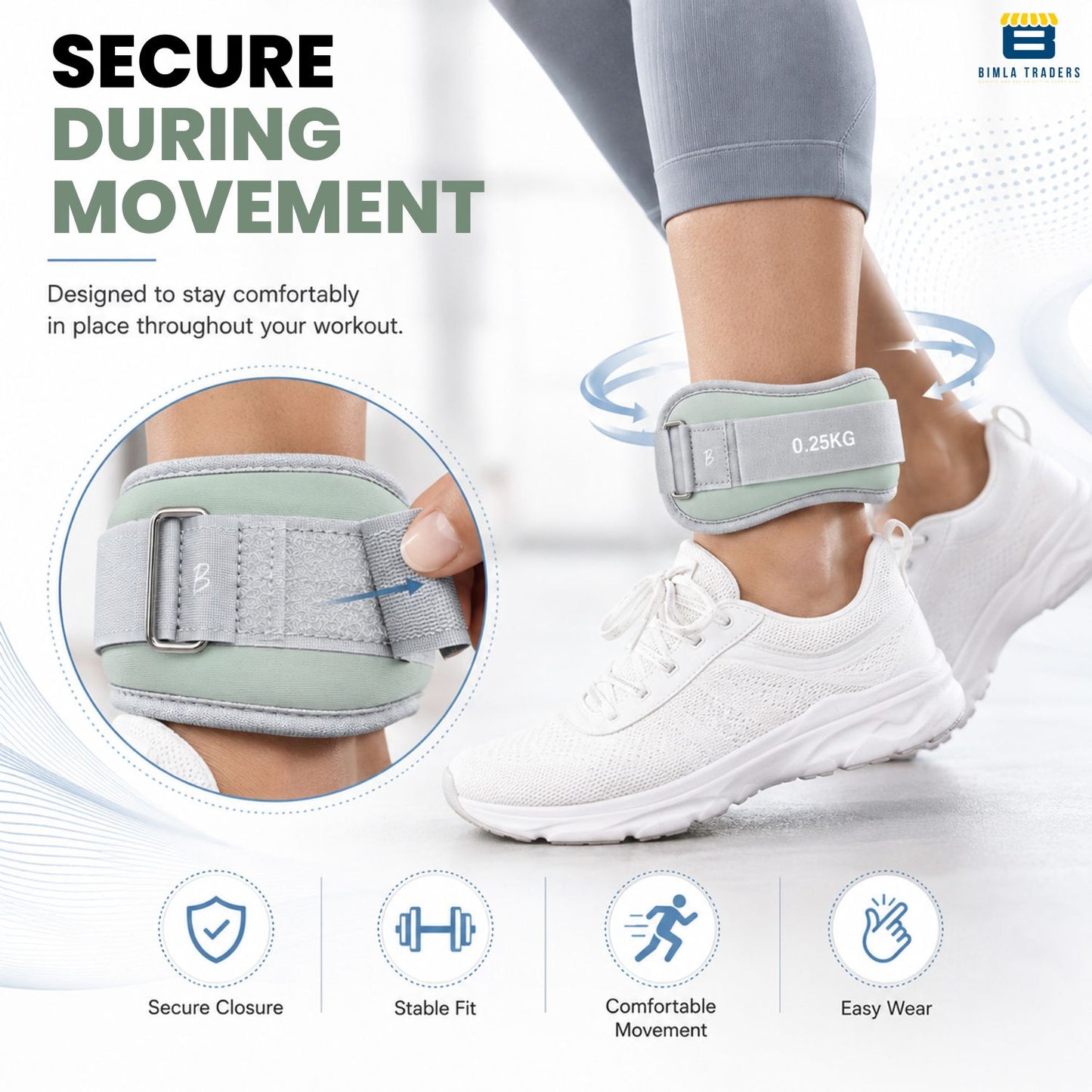 Btag Solid Neoprene Ankle & Wrist Weights| Adjustable Strap | Unisex Leg & Arm Weight Cuffs for Gym, Workout & Training.