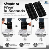 Btag Solid Neoprene Ankle & Wrist Weights | Adjustable Strap | Unisex Leg & Arm Weight Cuffs for Gym, Workout & Training.
