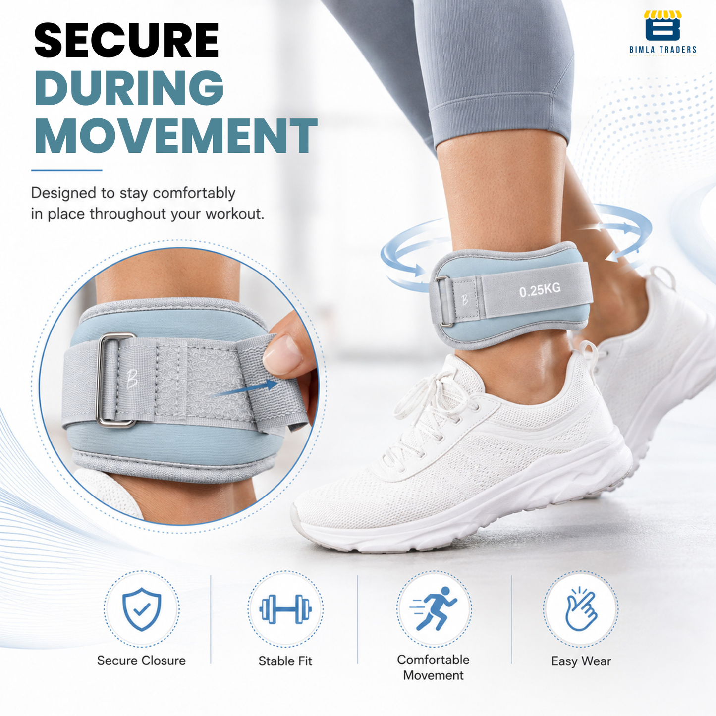 Btag Solid Neoprene Ankle & Wrist Weights| Adjustable Strap | Unisex Leg & Arm Weight Cuffs for Gym, Workout & Training.