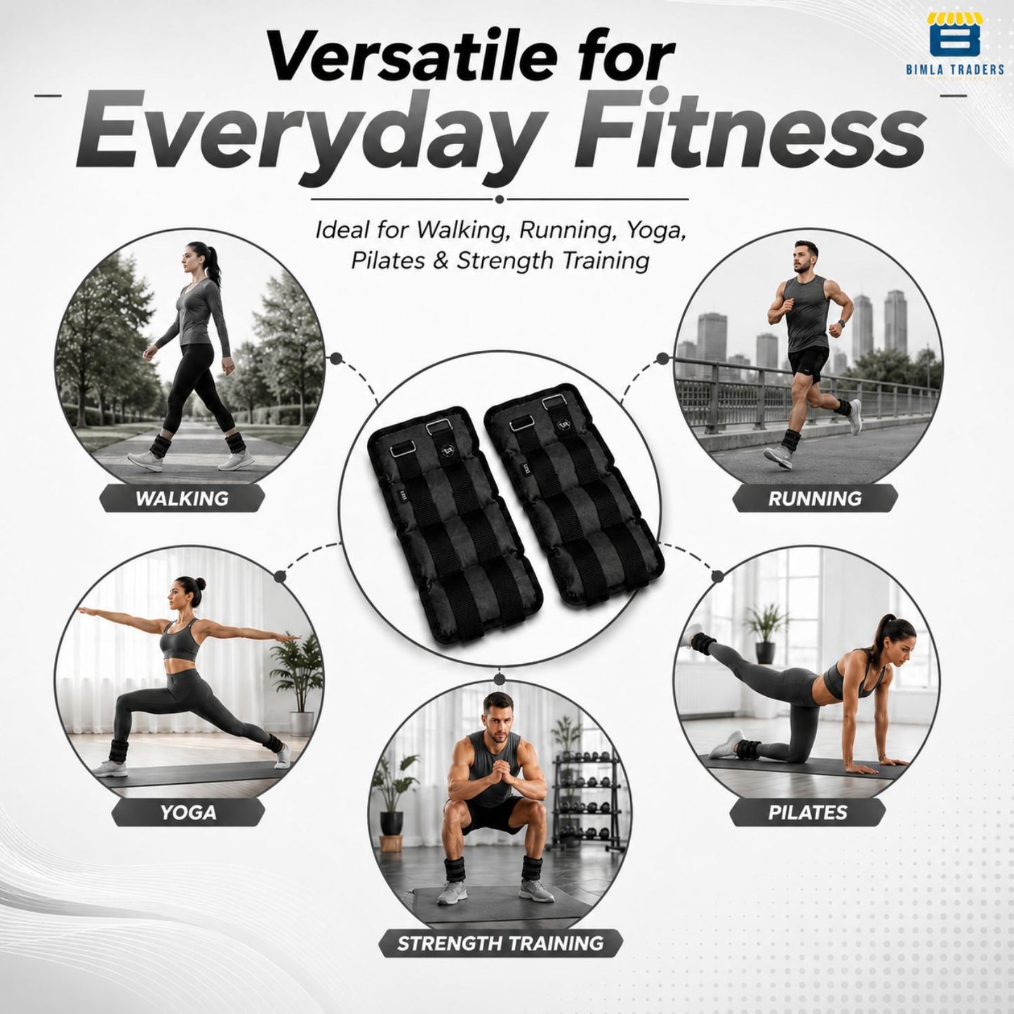 Btag Solid Neoprene Ankle & Wrist Weights | Adjustable Strap | Unisex Leg & Arm Weight Cuffs for Gym, Workout & Training.