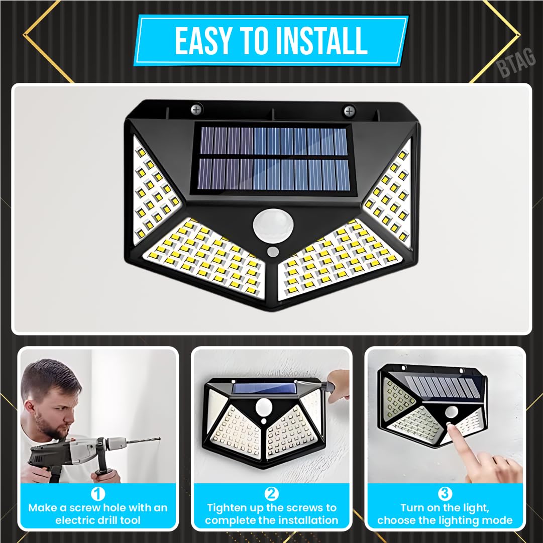 Bimla Traders LED Bright Outdoor Solar Lights with Motion Sensor Solar Powered Wireless Waterproof