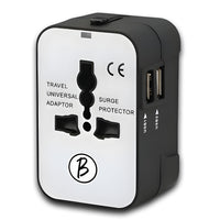 BTfash Universal Travel Adapter All in One Worldwide, Travel Adapter and Wall Charger with USB Ports with Multi Type Power Outlet (2U - USB 1A,100-240) Voltage