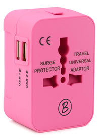 Btag Universal Travel Adapter All-in-One Worldwide Plug Adapter, International with Dual USB Ports , Multi-Country Power Outlet, Compact Adapter