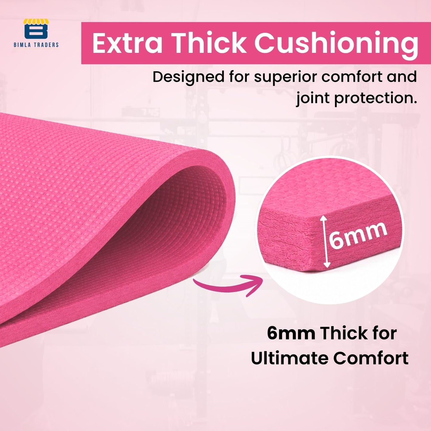 Bimla Traders Premium EVA Yoga Mat for Women & Men | Anti-Slip Exercise & Gym Mat for Home Workouts | Lightweight & Durable