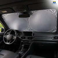 Btag Premium Spring Foldable Car Windshield Sun Shade | Reflective UV & Heat Insulation Sun Protector for Trucks, SUVs & Cars.
