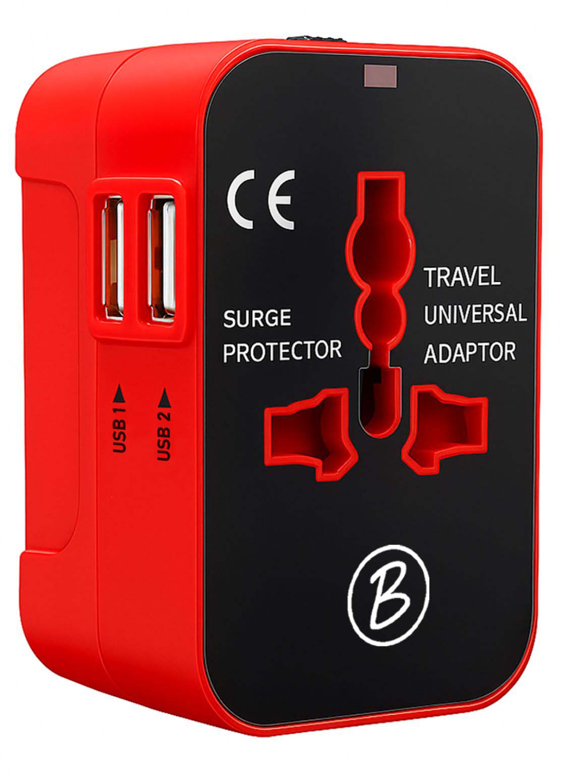Btag Universal Travel Adapter All-in-One Worldwide Plug Adapter, International with Dual USB Ports , Multi-Country Power Outlet, Compact Adapter