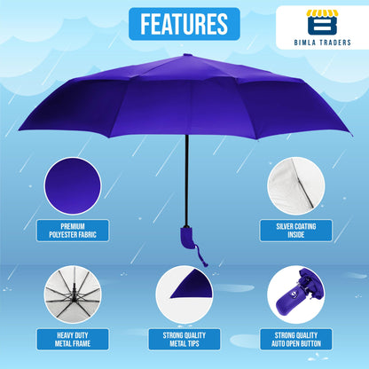 Btag J-Handle 3 Fold Small size Portable Auto Open Umbrella for Men Women & Kids | UV Protection, Waterproof, Rain, Sunlight Protection | Pack of 1