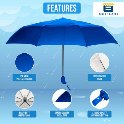 Btag J-Handle 3 Fold Small size Portable Auto Open Umbrella for Men Women & Kids | UV Protection, Waterproof, Rain, Sunlight Protection | Pack of 1