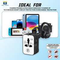 Btag Universal Travel Adapter All-in-One Worldwide Plug Adapter, International with Dual USB Ports , Multi-Country Power Outlet, Compact Adapter