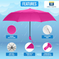 BTfash J-Handle 3 Fold Small size Portable Auto Open Umbrella for Men Women & Kids | UV Protection, Waterproof, Rain, Sunlight Protection | Pack of 1 |