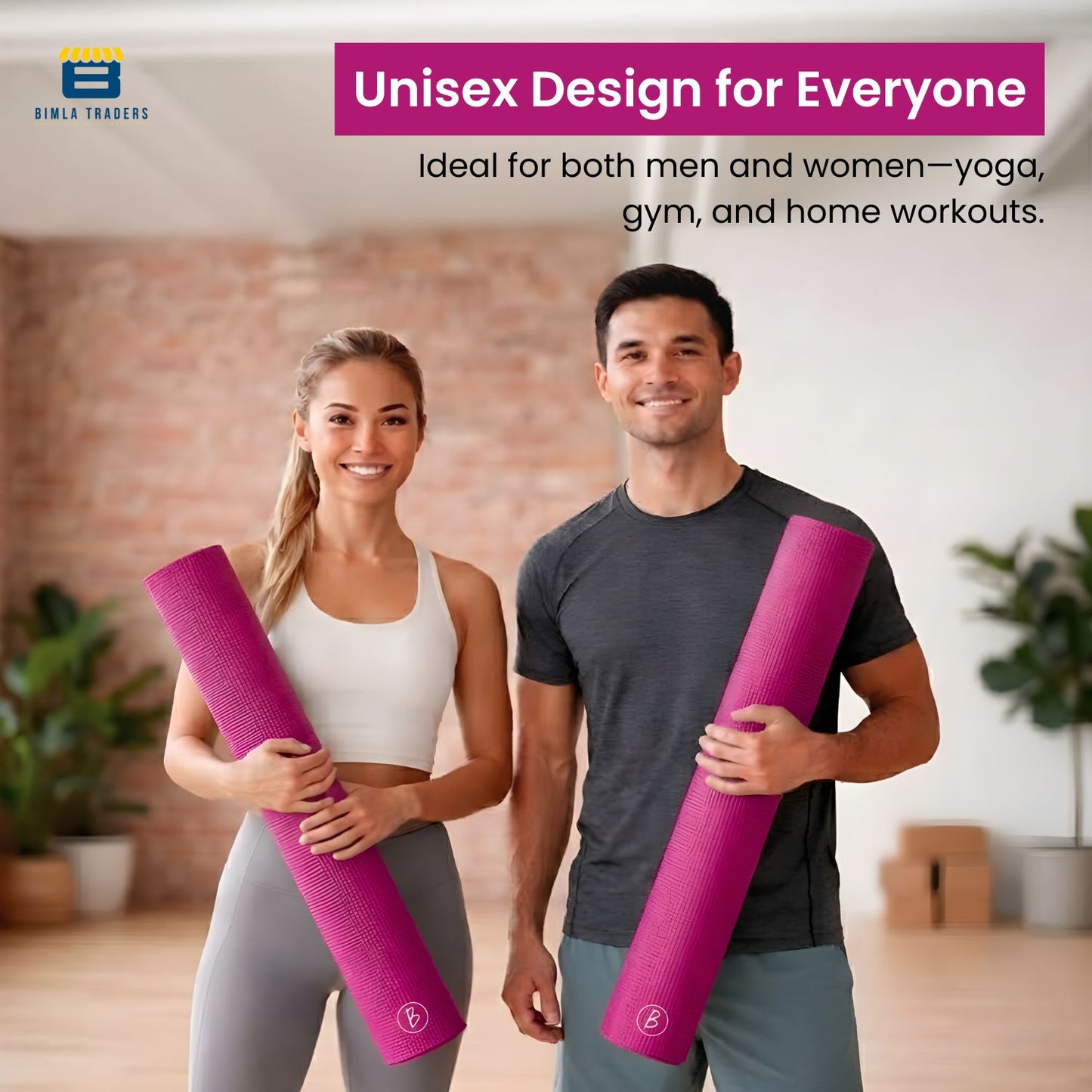 Bimla Traders Premium EVA Yoga Mat for Women & Men | Anti-Slip Exercise & Gym Mat for Home Workouts | Lightweight & Durable