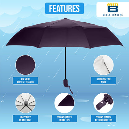 Btag J-Handle 3 Fold Small size Portable Auto Open Umbrella for Men Women & Kids | UV Protection, Waterproof, Rain, Sunlight Protection | Pack of 1