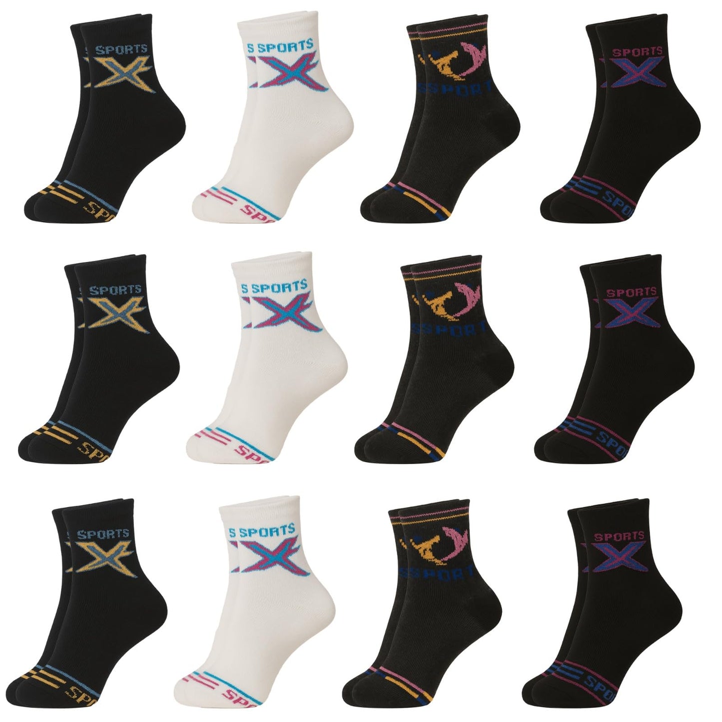 Bimla Traders Sports Ankle Socks for Men & Women – Breathable, Sweat-Absorbent, Cushioned Athletic Socks for Running, Gym, Cycling.(PO12_ASSTRD)