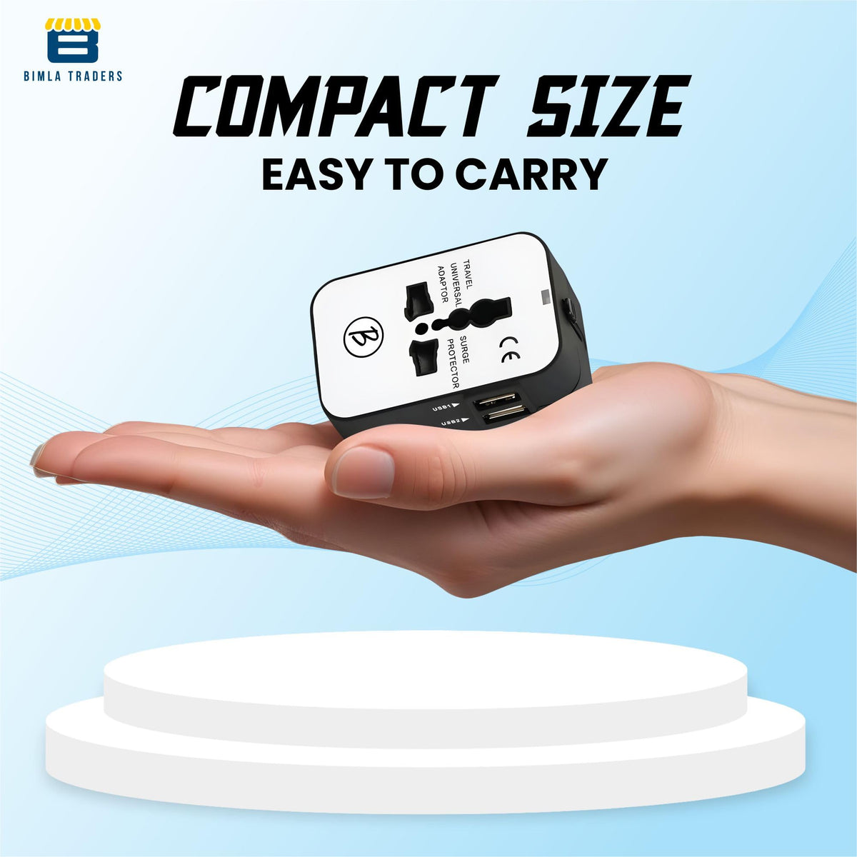 Btag Universal Travel Adapter All-in-One Worldwide Plug Adapter, International with Dual USB Ports , Multi-Country Power Outlet, Compact Adapter