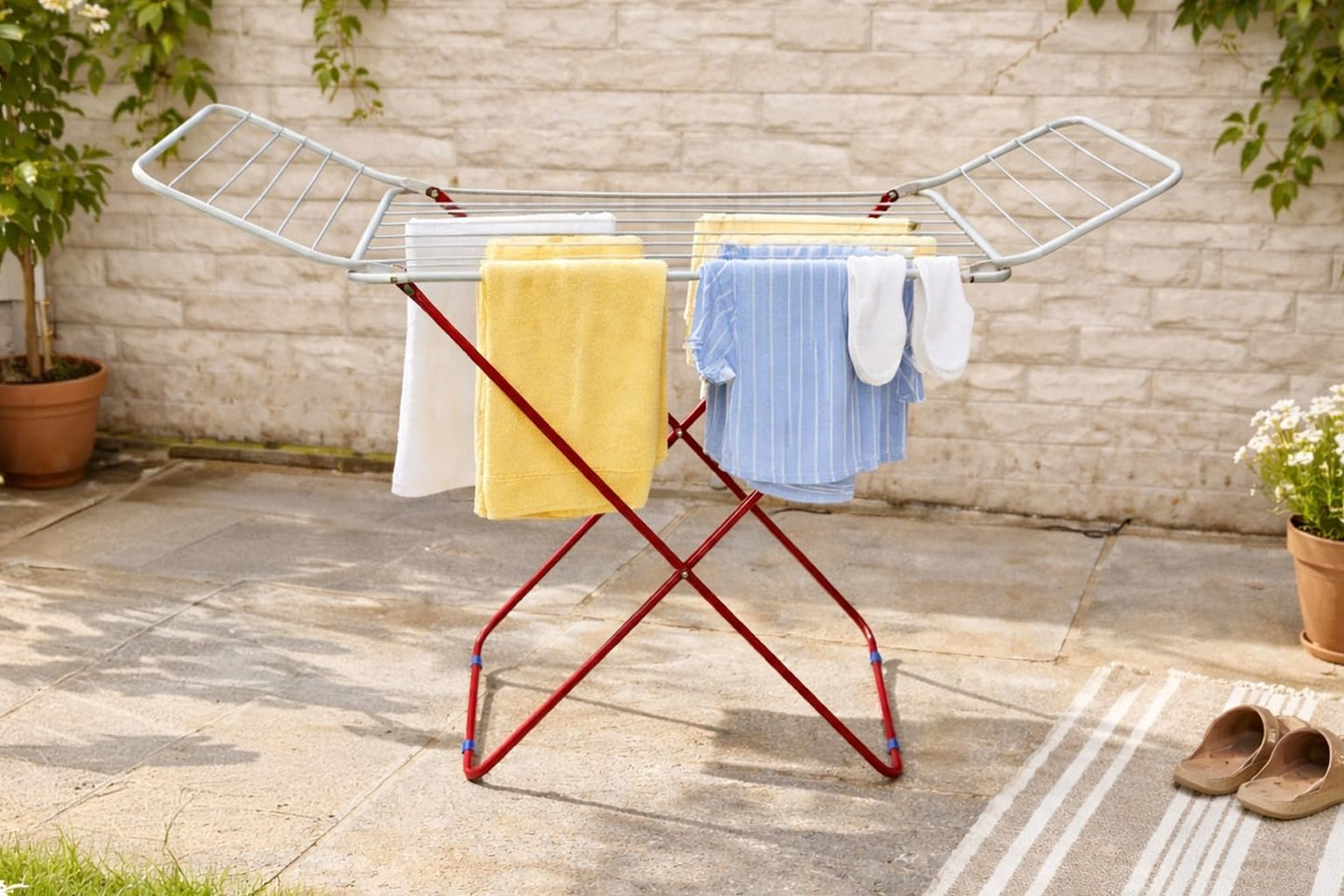 Bimla Traders Foldable Clothes Drying Stand | Multi-Rail Folding Laundry Dryer | Lightweight Alloy Steel | Flat-Fold Design | Indoor & Outdoor Use | 1.8 Meter