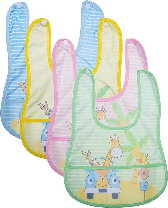 BTfash Babies Soft Button bib for Feeding, Crumb Catcher.