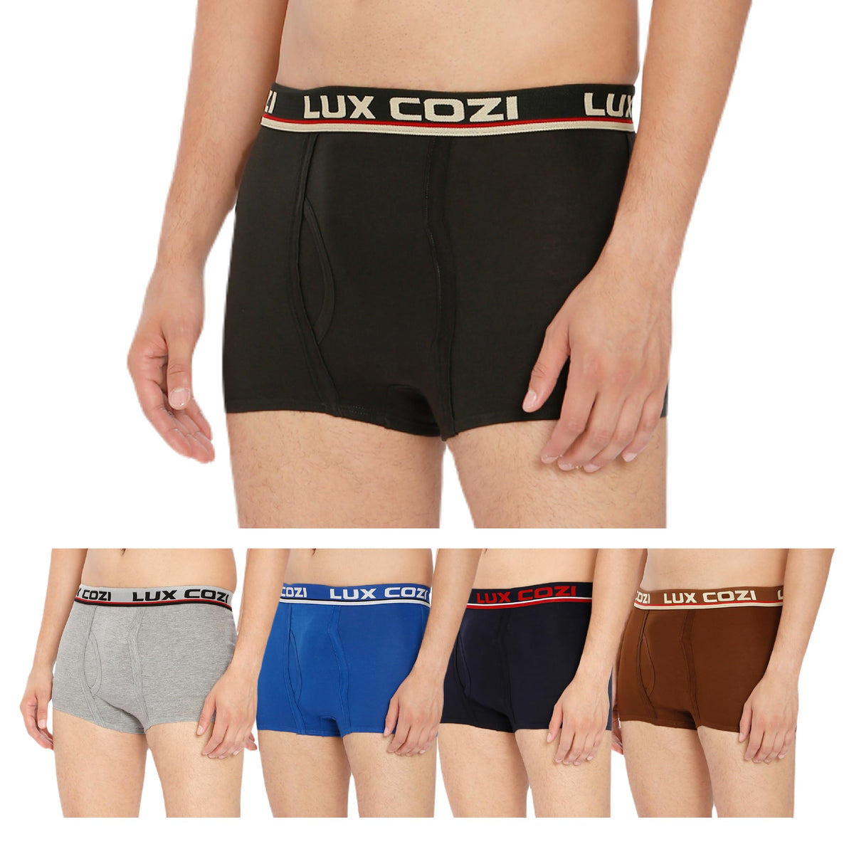Lux Cozi Men's Cotton Trunks Solid,Breathable (Pack of 10)