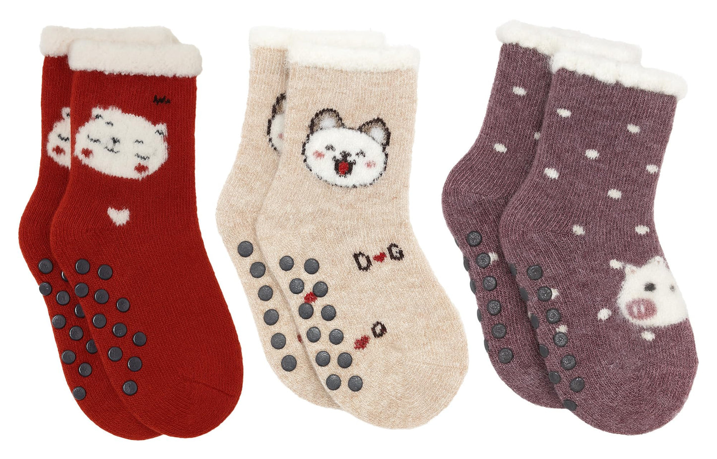 Bimla Traders Warm Woolen Fur Baby Socks | Ultra-Soft & Cozy Winter Socks | Thick, Super Cozy & Gentle on Skin |Perfect for Newborns, Infants & Toddlers | Ultra-Comfortable & Cute Design (Assorted_PO3)